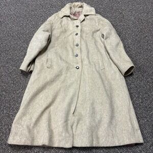 1940s True Vintage Wool Cashmere Button Up Jacket Womans Coat L Designer Tan
